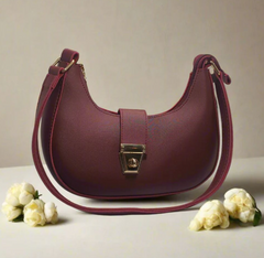 Maroon Crescent Shoulder Bag
