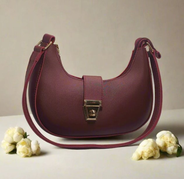 Maroon Crescent Shoulder Bag